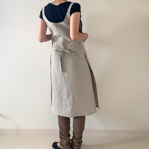 リネン100％ スクエアエプロン ナチュラルベージュ エプロン