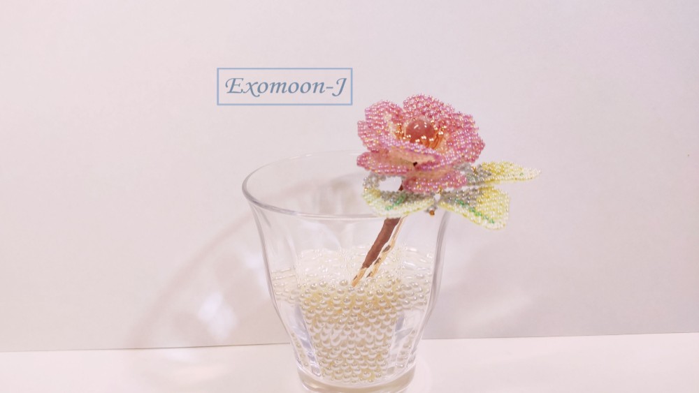 薔薇のかんざし　バラかんざし　＊グラスビーズ＊簪＊着物＊和装＊京紫＊かんざし＊薔薇＊バラ