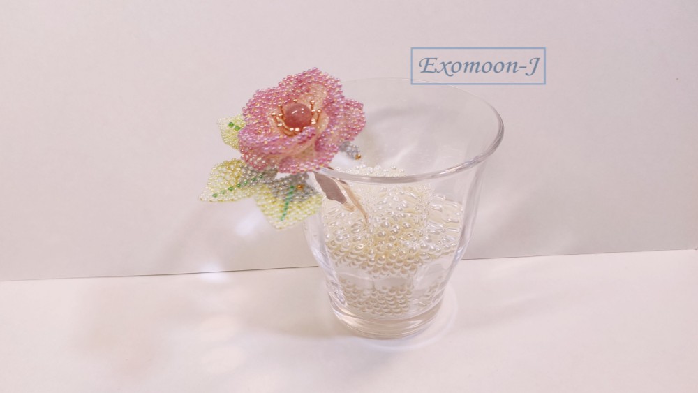 薔薇のかんざし　バラかんざし　＊グラスビーズ＊簪＊着物＊和装＊京紫＊かんざし＊薔薇＊バラ