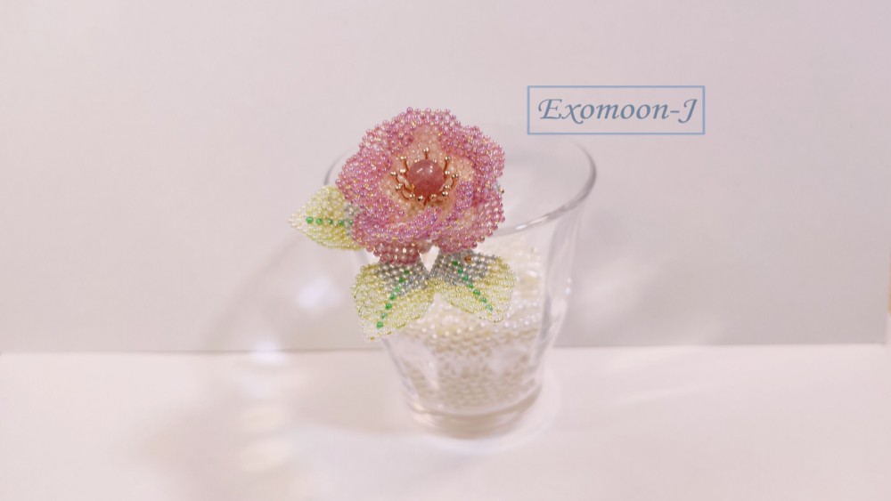 薔薇のかんざし　バラかんざし　＊グラスビーズ＊簪＊着物＊和装＊京紫＊かんざし＊薔薇＊バラ