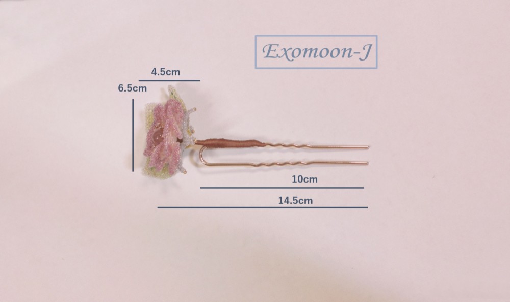 薔薇のかんざし　バラかんざし　＊グラスビーズ＊簪＊着物＊和装＊京紫＊かんざし＊薔薇＊バラ