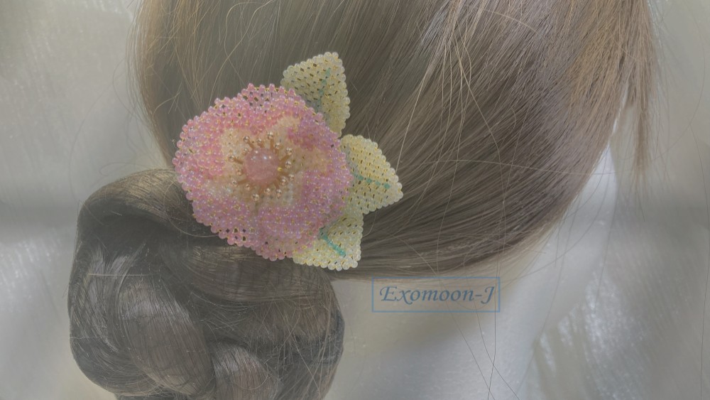 薔薇のかんざし　バラかんざし　＊グラスビーズ＊簪＊着物＊和装＊京紫＊かんざし＊薔薇＊バラ