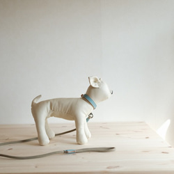 小型犬用のシンプルな首輪とリードのセット　水色 1枚目の画像