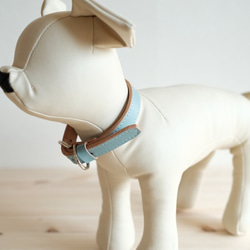 小型犬用のシンプルな首輪とリードのセット　水色 4枚目の画像
