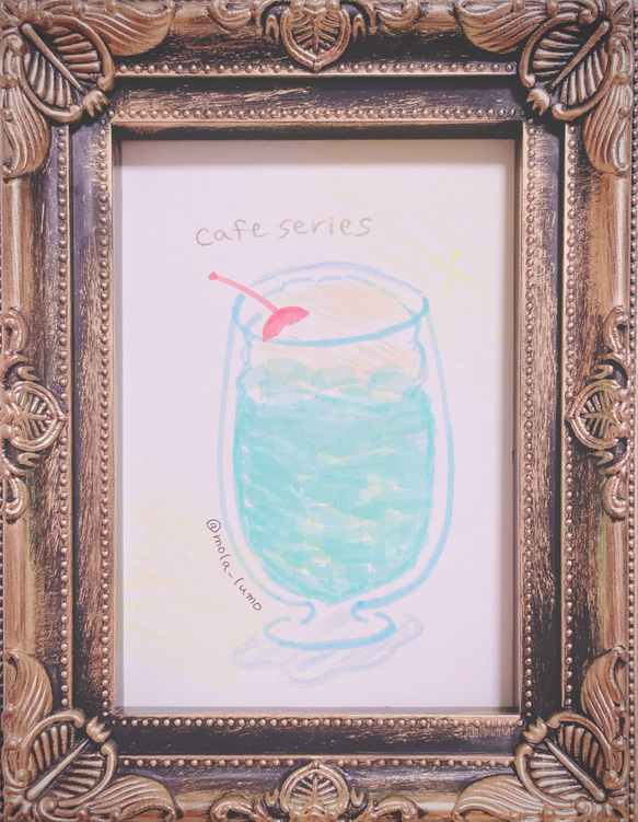 溶けてるクリームソーダ　ピアス　イヤリング　ビジュー　レジン　スクエア　シンプル　レトロ　喫茶店　カフェ　ドリンク　 3枚目の画像