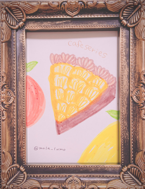 オレンジとレモンのグラデーションカラー　ピアス　イヤリング　ビジュー　レジン　柑橘　シンプル　スクエア　カフェ　フルーツ 3枚目の画像