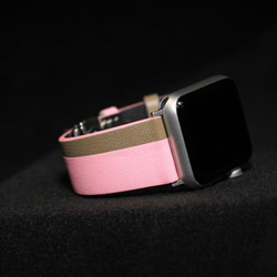 高級革使用Apple Watch レザーベルト　腕時計ベルト　バンド　B3　総手縫い製作 2枚目の画像
