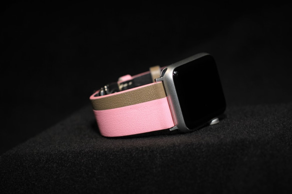 高級革使用Apple Watch レザーベルト　腕時計ベルト　バンド　B3　総手縫い製作 2枚目の画像