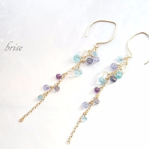 アクアカラー天然石 ロングピアス ピアス（フック・チェーン） brise 