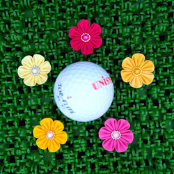ゴルフマーカー（イエロー色６弁花）　●　クロースフラワーアクセサリー 4枚目の画像
