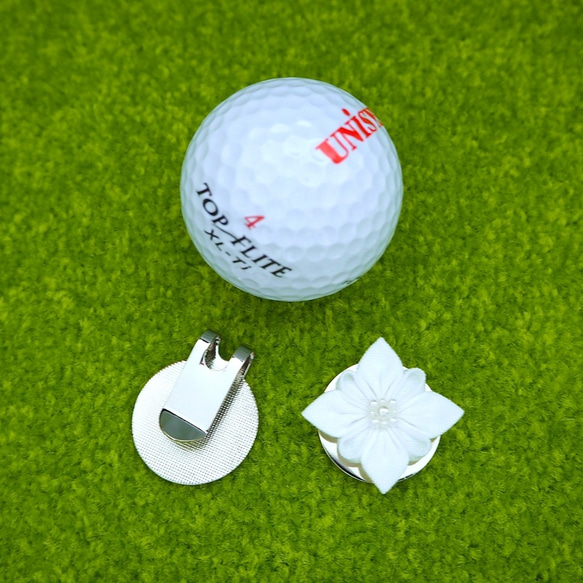 ゴルフマーカー（ホワイトシリーズ　２）　●　クロースフラワーアクセサリー 3枚目の画像