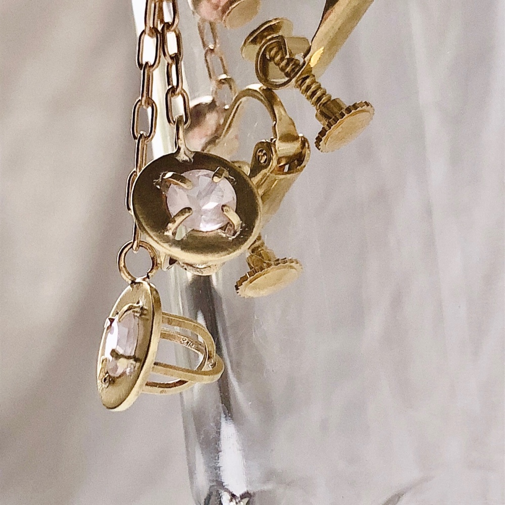 washerイヤリング/ローズクオーツ