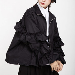 人気のオリジナルニッチデザイン，新しいスタイルの女性用コートジャケット、木製の耳が付いた立体的な装飾的なトレンディなブラ 9枚目の画像