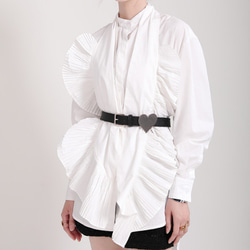 初秋の新人デザイナーフレンチレトロシャツ、クリンプ不規則な白いシャツ 6枚目の画像