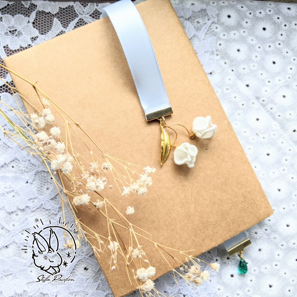 ハンドメイドブックマーカー栞«No.131»リボンパールストーン