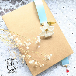 百合のリボンブックマーカー オーガンジー刺繍 しおり 誕生花 誕生石 7