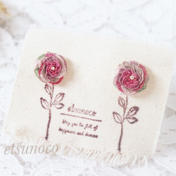 刺繍 薔薇 ピアス 1枚目の画像