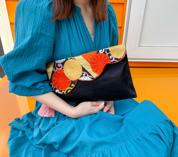 花柄刺繍 黒 和装用バッグ（楽天市場】草履バッグセット 成人式 振袖用 