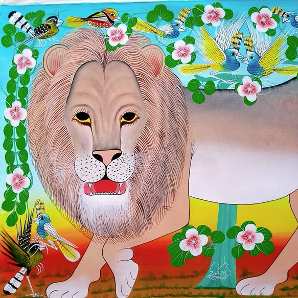 絵画 『 Simba 』 Big-Tingatinga by Zuberi 70*50cm 絵画 Duka La ～アフリカ雑貨と山と～  通販｜Creema(クリーマ) 12227922