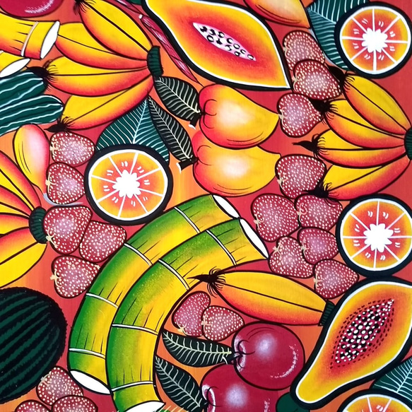アフリカ絵画 『 Fruits 』ティンガティンガ by Mr. Chilambo 58*80㎝ 3枚目の画像