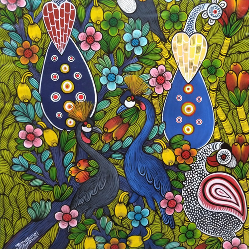 アフリカ絵画『 Various birds 』ティンガティンガ by Kipara アフリカ絵画『 Various birds 』ティンガティンガ by Kipara