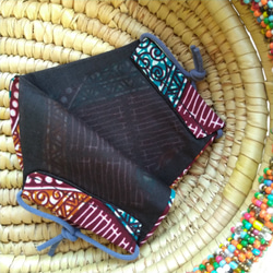 キテンゲ 布マスク⑰ アフリカ／タンザニアのテーラーさんの手作り 2枚目の画像