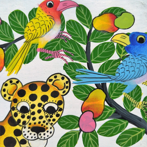 アフリカ絵画『 Cheetahs and cashews 』ティンガティンガ by