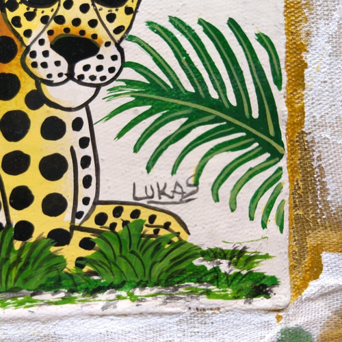 アフリカ絵画『 Cheetahs and cashews 』ティンガティンガ by
