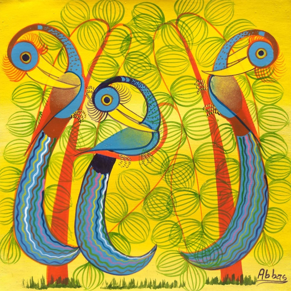 アフリカ絵画『 Three birds 』ティンガティンガ by Abbas 20