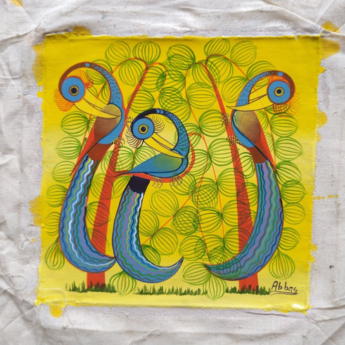 アフリカ絵画『 Three birds 』ティンガティンガ by Abbas 20