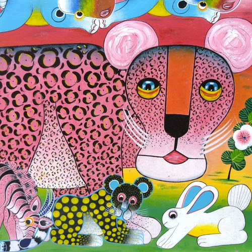 アフリカ絵画『 Animal's Day & Night 』ティンガティンガ by