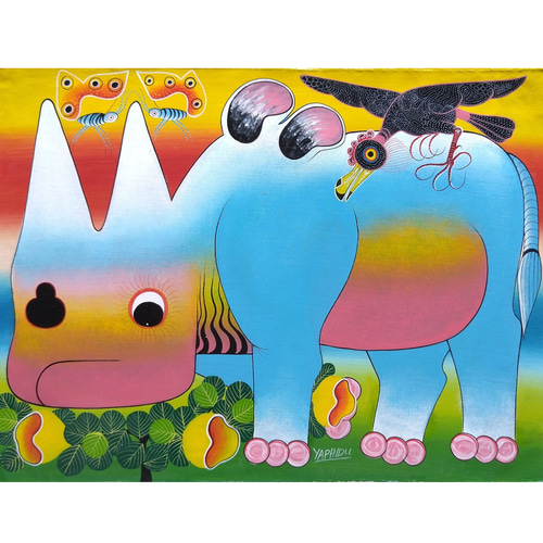 アフリカアートサイ【画家 サイン入り】