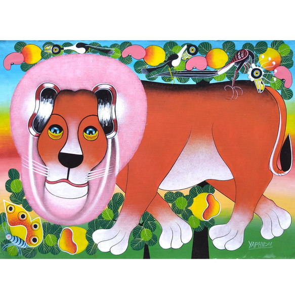 アフリカアートライオン【画家 サイン入り】(8)