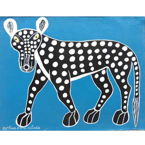 アフリカ絵画『 Cheetah in blue 』 ティンガティンガ by アフリカ絵画『 Cheetah in blue 』 ティンガティンガ by