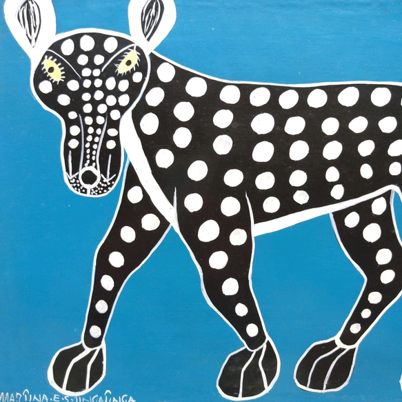 アフリカ絵画『 Cheetah in blue 』 ティンガティンガ by Martina.E.S.Tingatinga 2枚目の画像