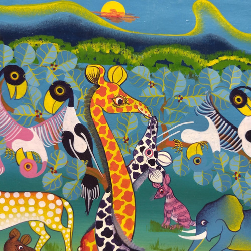 アフリカ絵画『 Twiga`s hug 』ティンガティンガ by Abbas 30