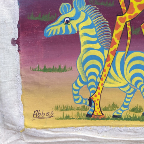 アフリカ絵画『 Twiga`s hug 』ティンガティンガ by Abbas 30*40cm