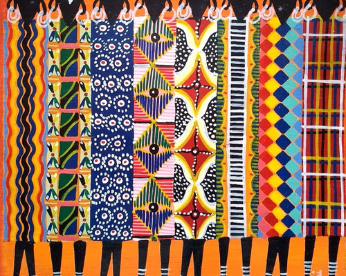 ティンガティンガ アフリカ絵画 『 Colorful masai 8 』ティンガティンガ by Zachi