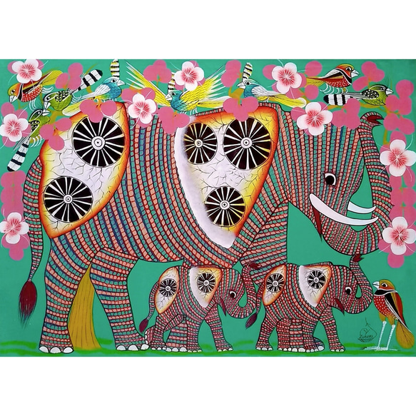 アフリカ絵画ティンガティンガ アフリカ絵画『 Sunset safari 2 』ティンガティンガ by Zuberi
