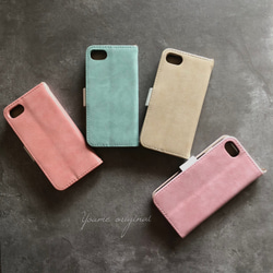 スウェード調/バイカラー/iPhone8/iPhone SE2/iPhone 12/Android/手帳型 5枚目の画像