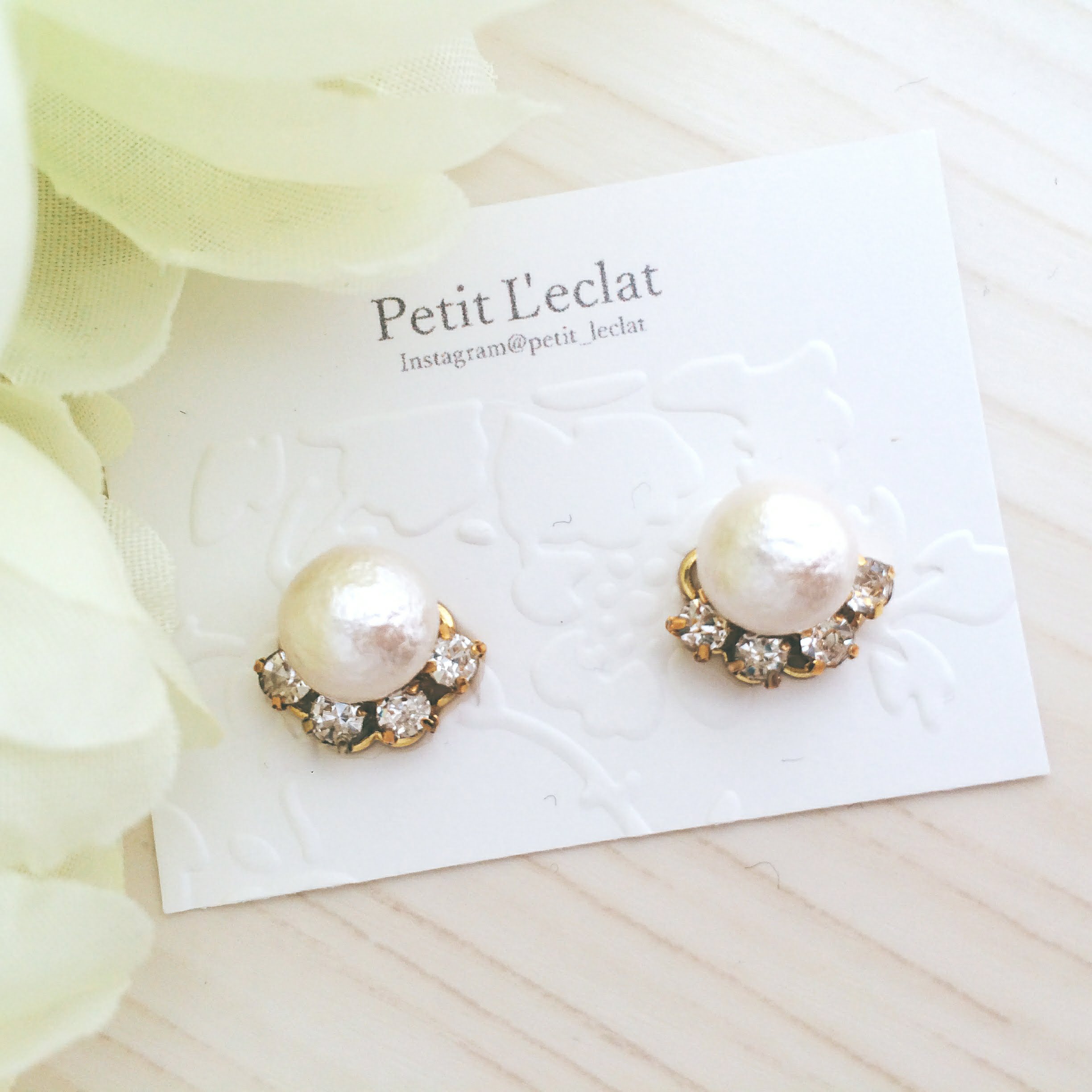 miniホワイトコットンpearl bijouピアス/イヤリング ピアス
