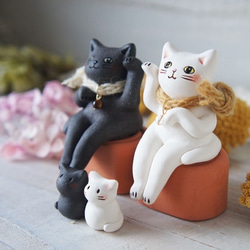 【陶器の招き猫】座る白猫d 9枚目の画像
