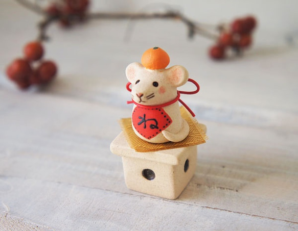 陶器の小さなちいさな干支飾り】*ねb その他置物 陶waka 通販 8372694