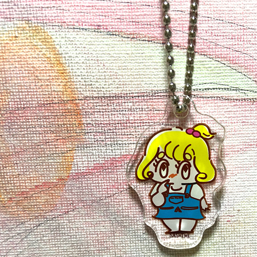 レトロポップな女の子のアクリルキーホルダー その他携帯アクセサリー