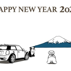 MINI ミニクーパー2020年 お年玉付き「塗り絵」年賀状 ---富士山--- 1枚目の画像