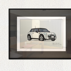 BMW MINI ​A4 アートイラスト  MY MINI イラスト　A4サイズ　額なし 1枚目の画像