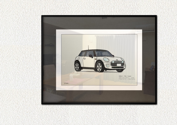 BMW MINI ​A4 アートイラスト  MY MINI イラスト　A4サイズ　額なし 1枚目の画像