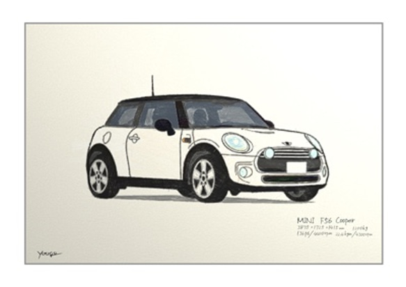 BMW MINI ​A4 アートイラスト  MY MINI イラスト　A4サイズ　額なし 3枚目の画像