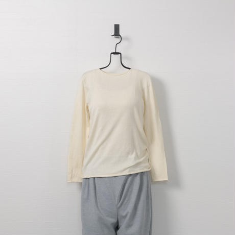 春らしいボートネックの長袖ニット　フィット感が心地よいオーガニックコットン100％　ベーシックカラー【TC-18001】