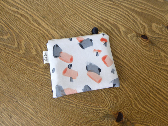 オリジナルデザイン　水の中の石　ミニポーチ　柄物　柄もの　オリジナルテキスタイル　オリジナル生地 1枚目の画像